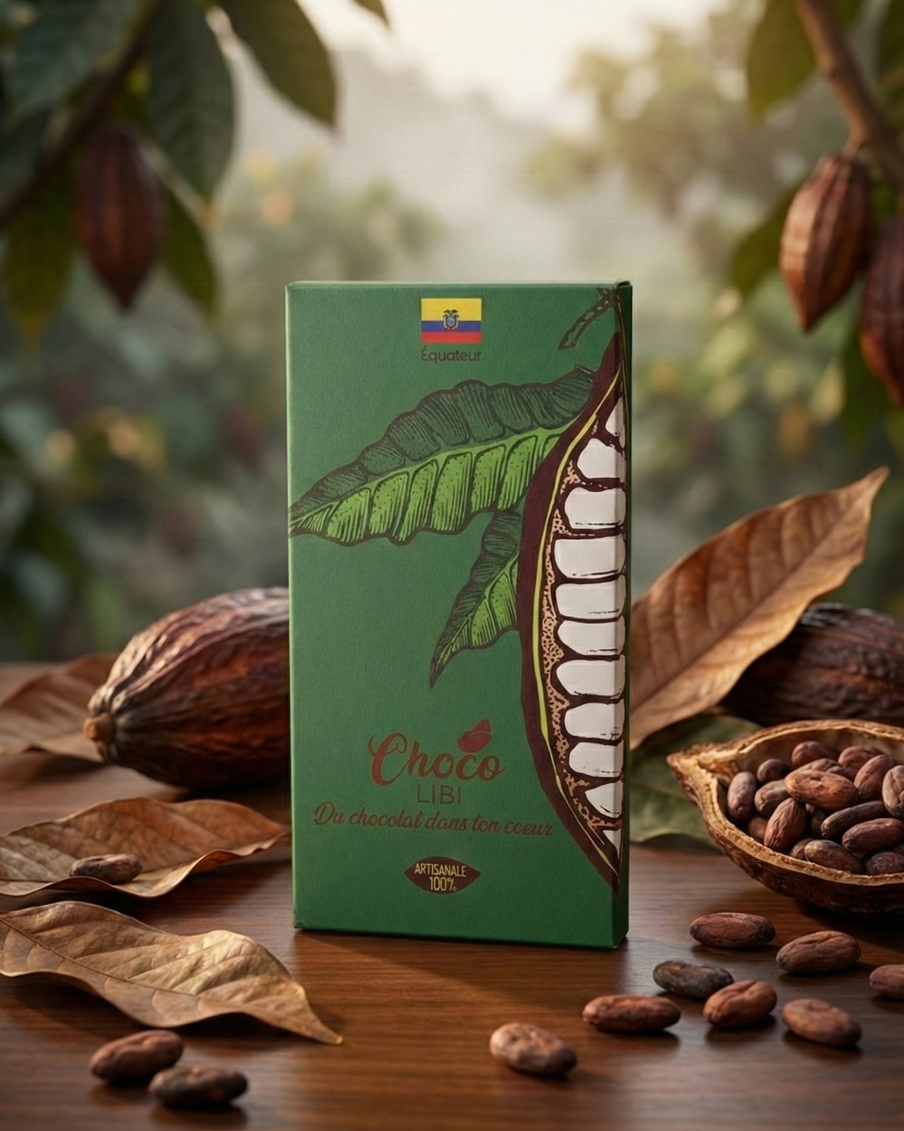 Chocolat artisanal Équateur – 70% Cacao Manabí GENEARCA (50g)