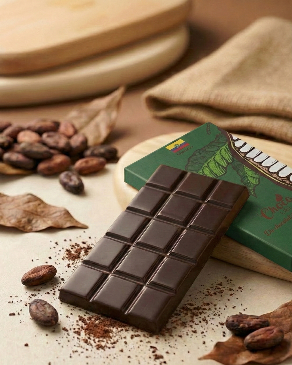 Chocolat artisanal Équateur – 70% Cacao Manabí GENEARCA (50g)